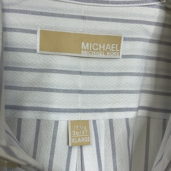 Michael Kors Men's Striped White/Grey Dress Shirt Size XL (17.5) (EU 36/27) - Picture 10 of 12